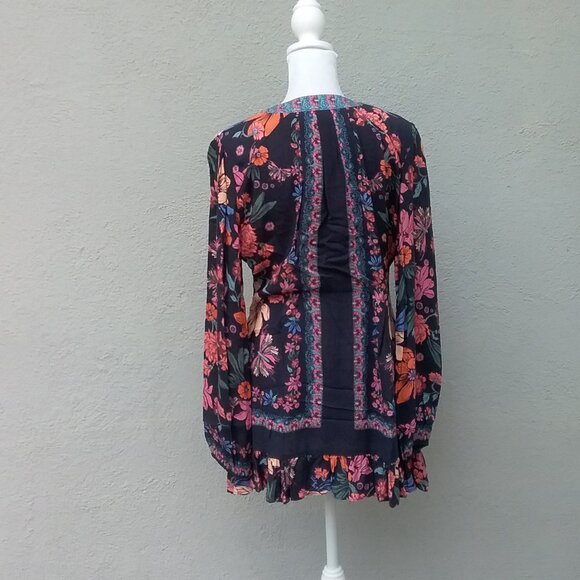 Free People Tunic Dress Size 2 Floral Print Violet Hill Printed Boho - Picture 5 of 6